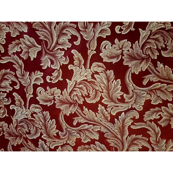 Damask Curtain Panel Red White Hollywood Regency Elegant Baroque 80x38 - Picture 4 of 4
